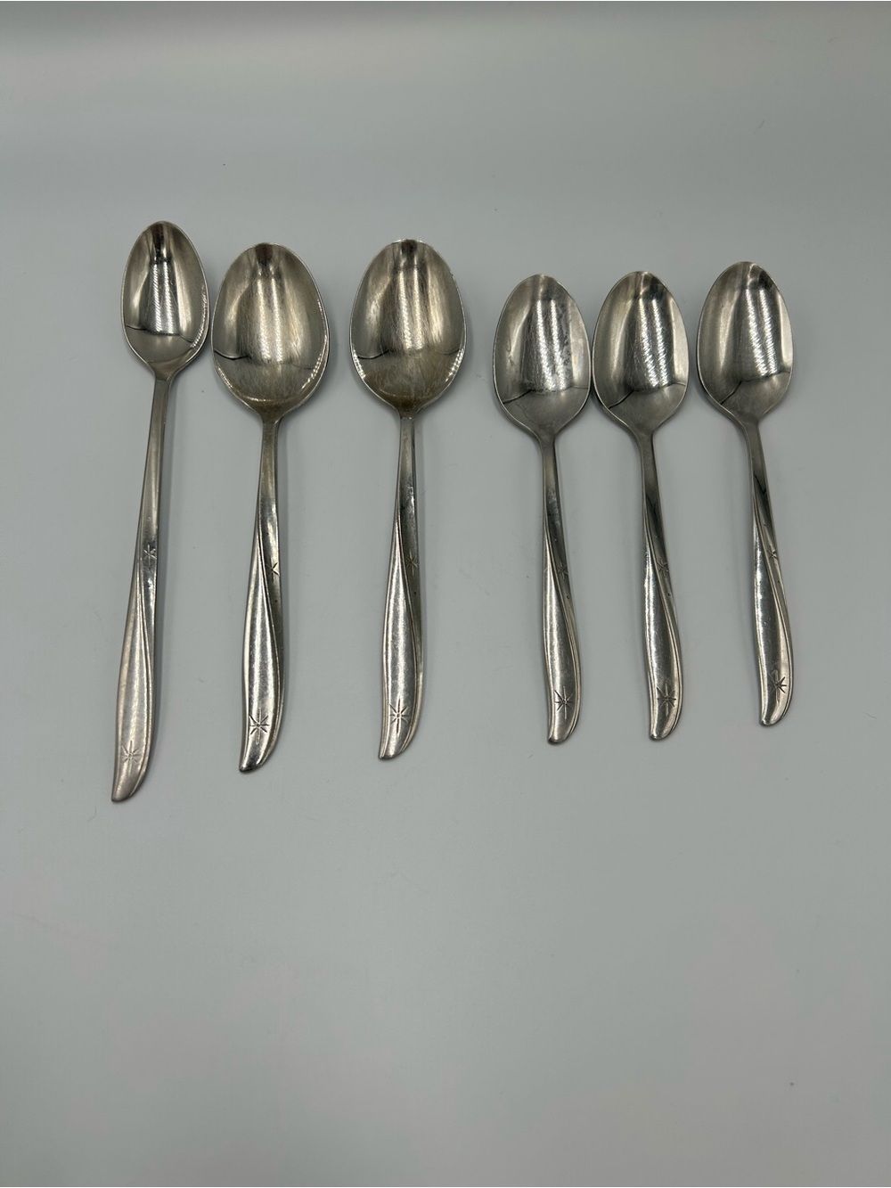 Oneida Stainless Steel  Atomic Starburst Twin Star 1959 Teaspoons & Tablespoons